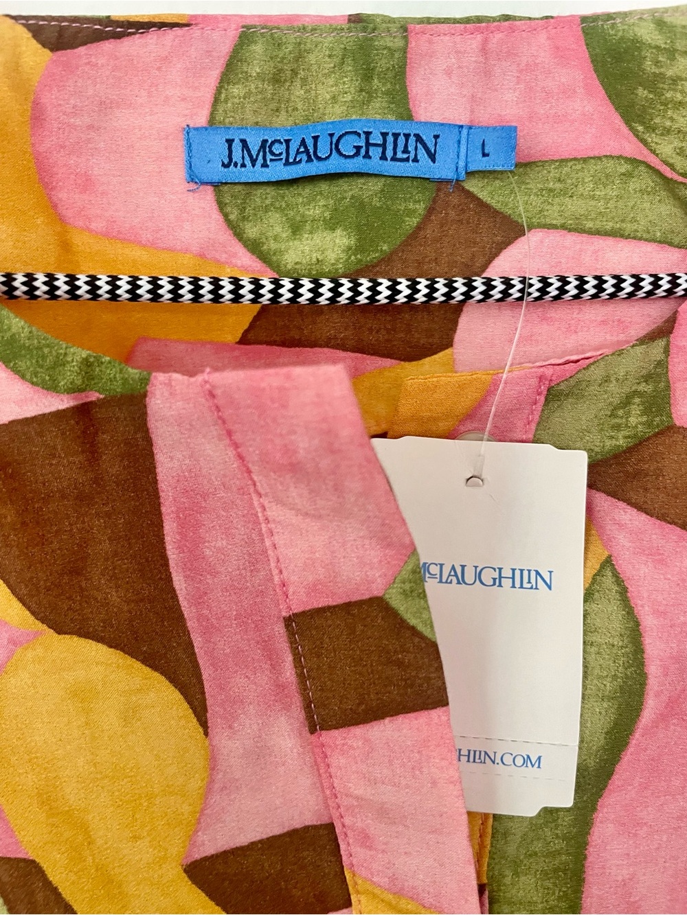 J. McLaughlin Abstract Silk Top